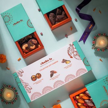 Elegant gift box containing three assortment of chocolates
