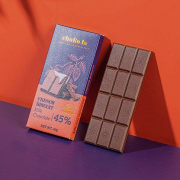 Choko la French Biscuit 45% Milk Chocolate Bar