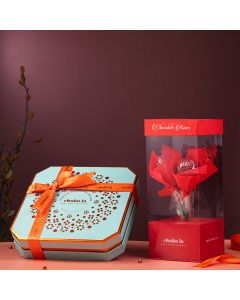 chocolate hamper with rose shape chocolate
