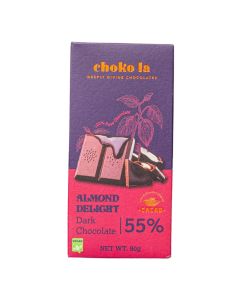 Choko la Almond Delight 55% Dark Chocolate Bar