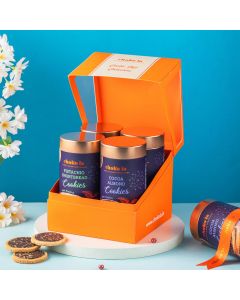 cookies hamper with cocoa almond, pistachio shortbread, oatmeal coconut, and chocolate chunk sea salt cookies