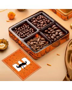 Selection of milk and dark chocolates in a gift box