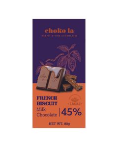Choko la French Biscuit 45% Milk Chocolate Bar