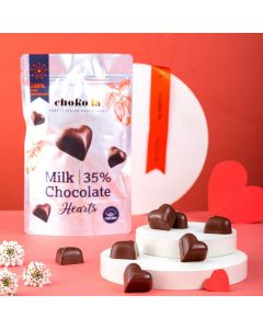 Delicious milk chocolate hearts in Choko La's 35% cocoa variety