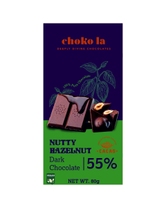 Choko la Nutty Hazelnut 55% Dark Chocolate Bar