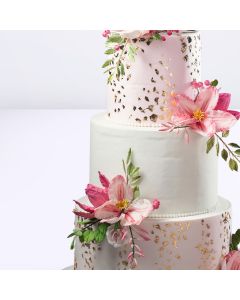 Floral Gold Wedding Cake